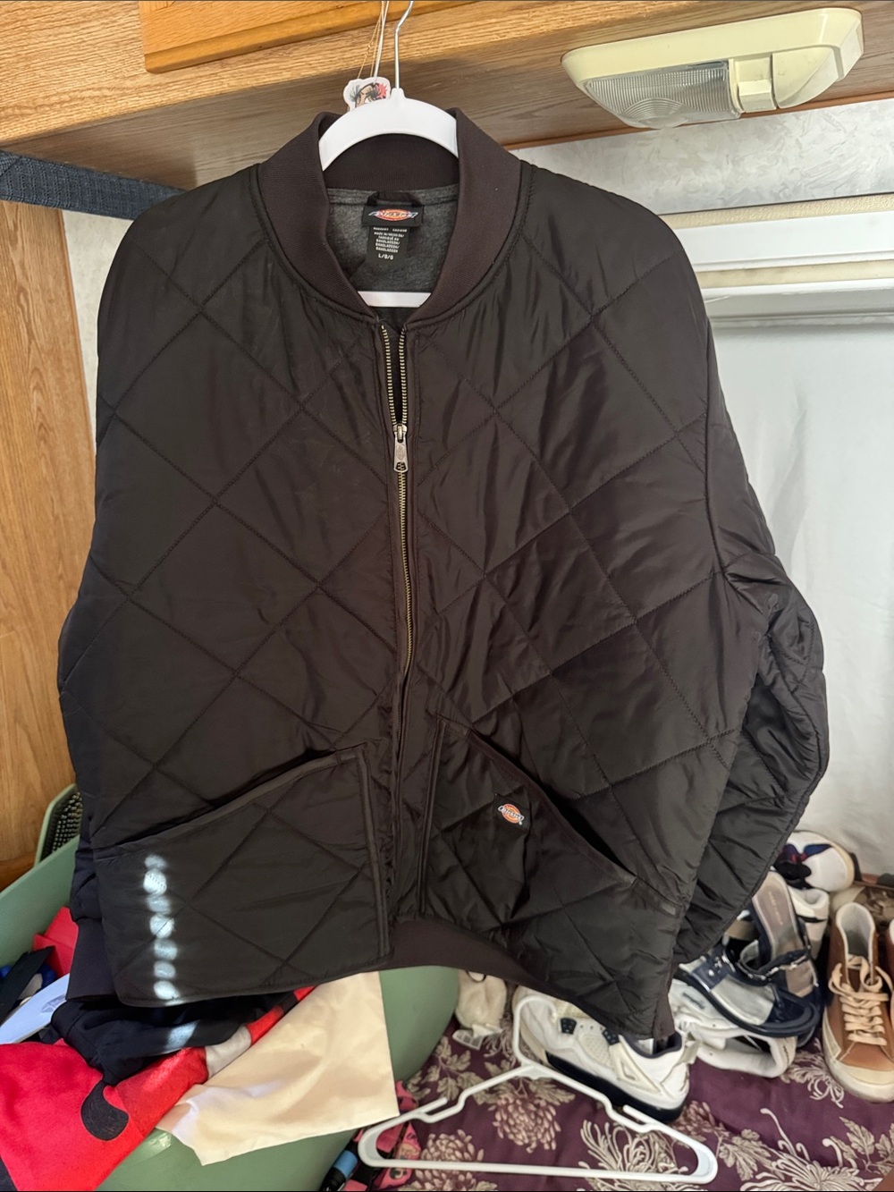 Dickies Black Quilted Bomber Jacket - Diamond Stitch